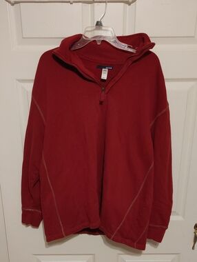 Basic Editions Men's Deep Red Half-Zip Sweatshirt